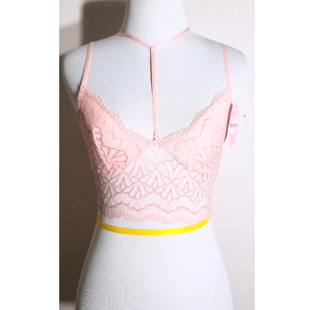 Pink Gray Lace Bralette